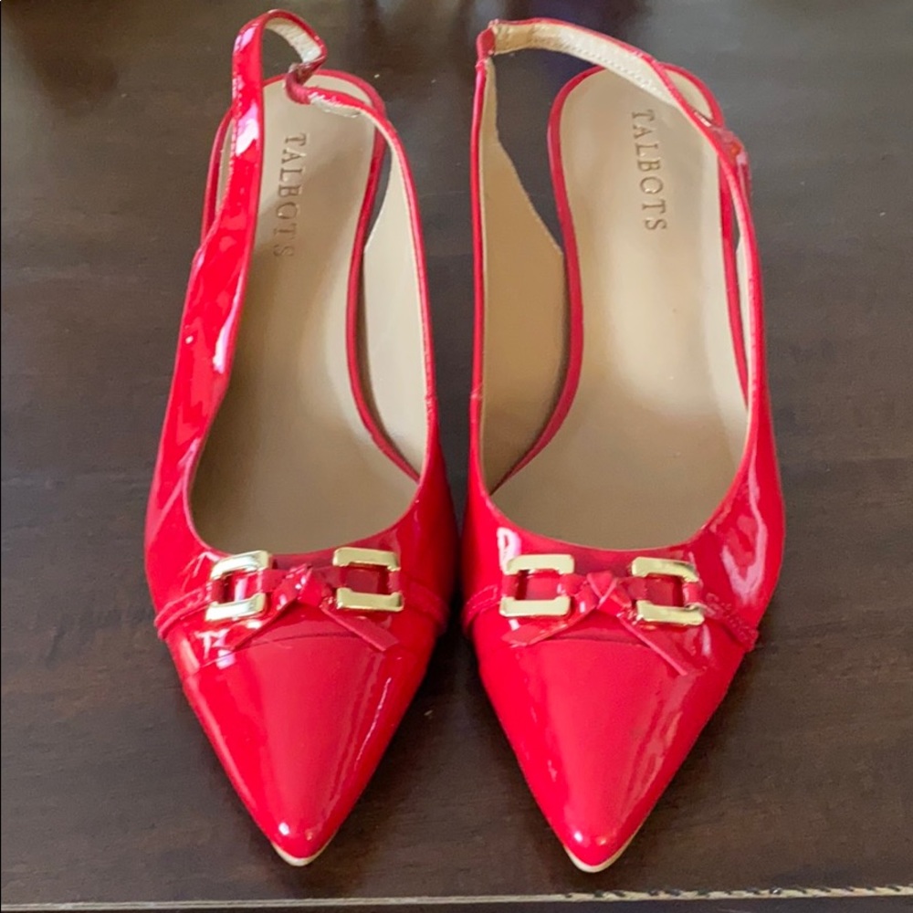 NWOB Talbots red patent sling backs